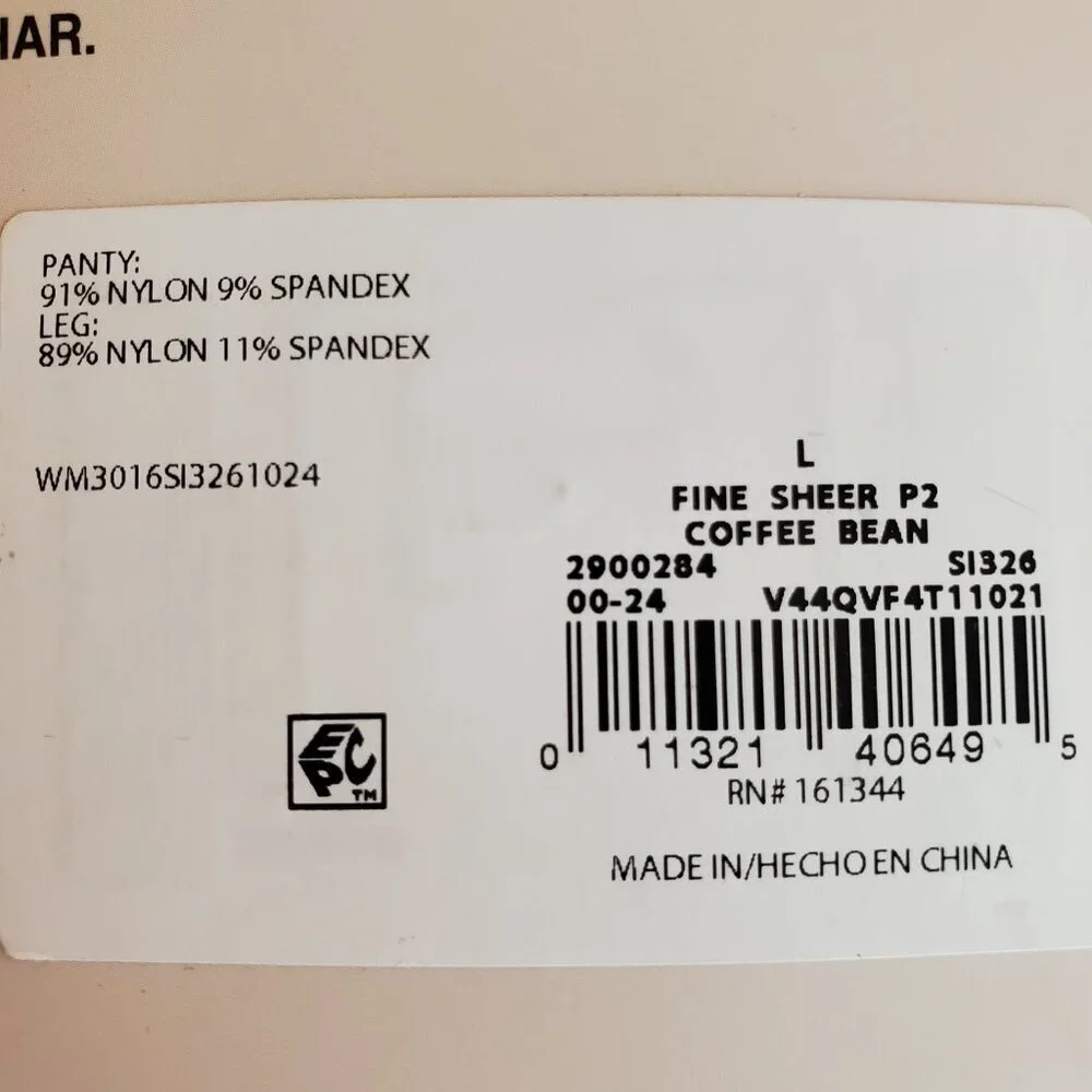 Silk Impressions 2 Pks of 2 Pair Ultra Fine Sheer Pantyhose Coffee Bean SZ L